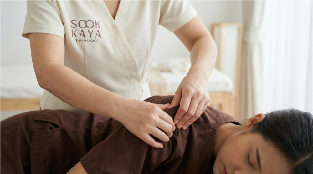 Sook Kaya aromatherapy oil massage in serene spa setting